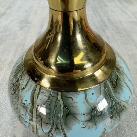 DELFT Holland Hand Painted Ceramic and Brass Vase - Picture 7 of 11